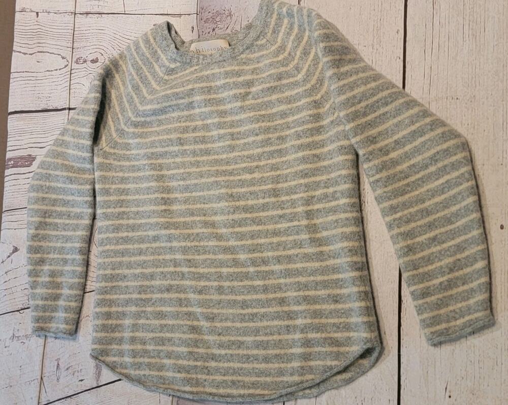 Philosophy Cashmere Sweater Gray Striped Minimalist Size L